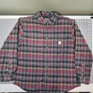 Carhartt Hamilton Flannel Shirt XL Heavy Plaid Essential Button Down Mechanic